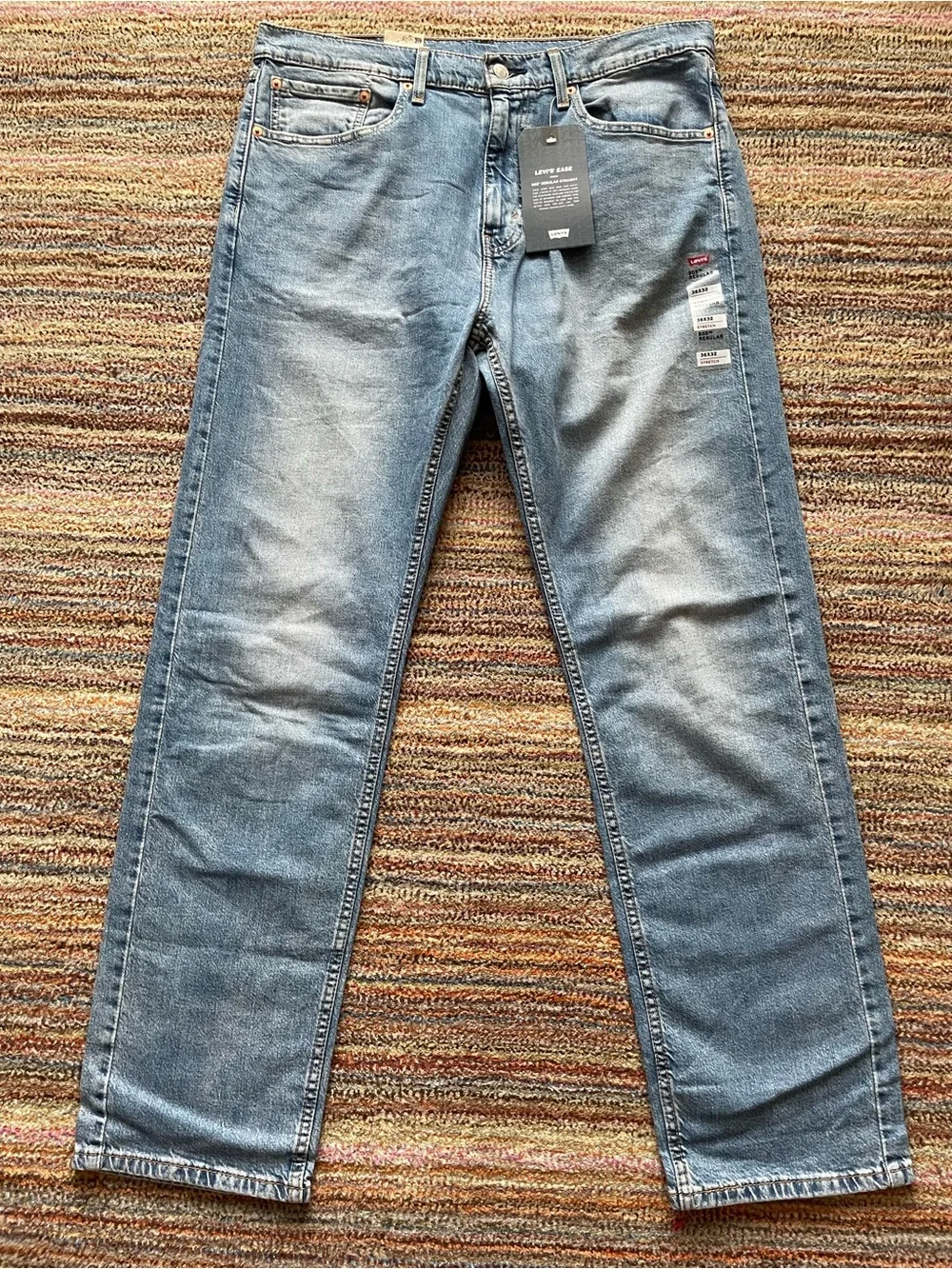 Levi's Men's 505 Regular Stretch Light Blue Jeans 36x32 NWT